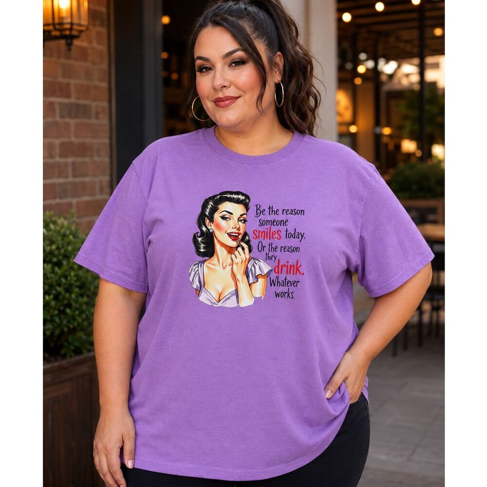 Custom made Sarcastic Sassy Retro 50s Pinup Graphic Purple T-Shirt 2X DTF